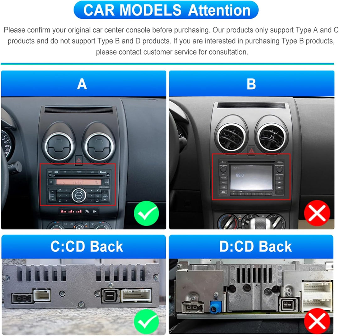 Rimoody 8 Kerne 6+128G Kabellos Carplay Android Autoradio für Nissan Qashqai J10 2006-2016 9 Zoll To