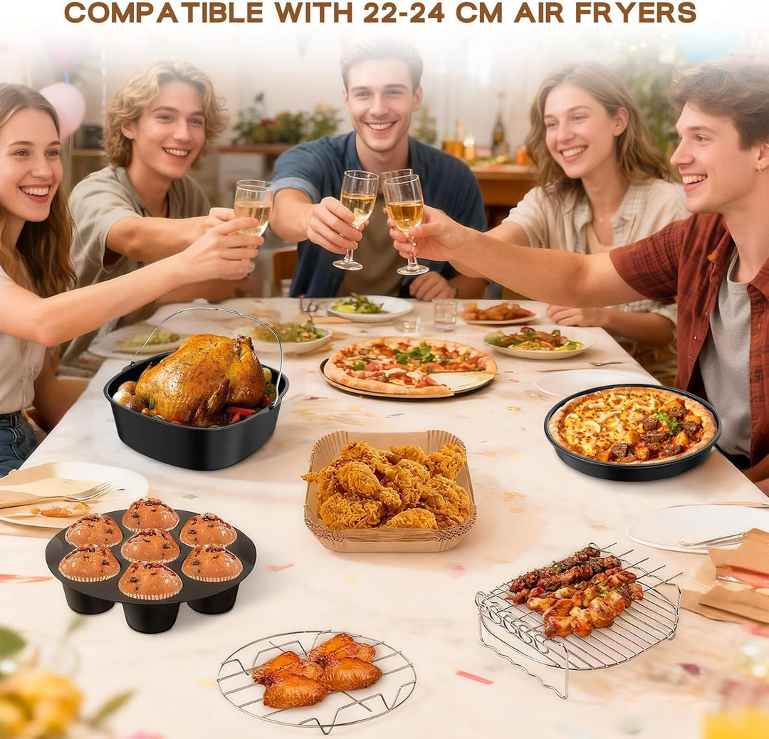 Heissluftfritteuse Zubehör Set für Cosori/Ninja, 5,5-6,4L, BPA-Frei, 11-Teilig