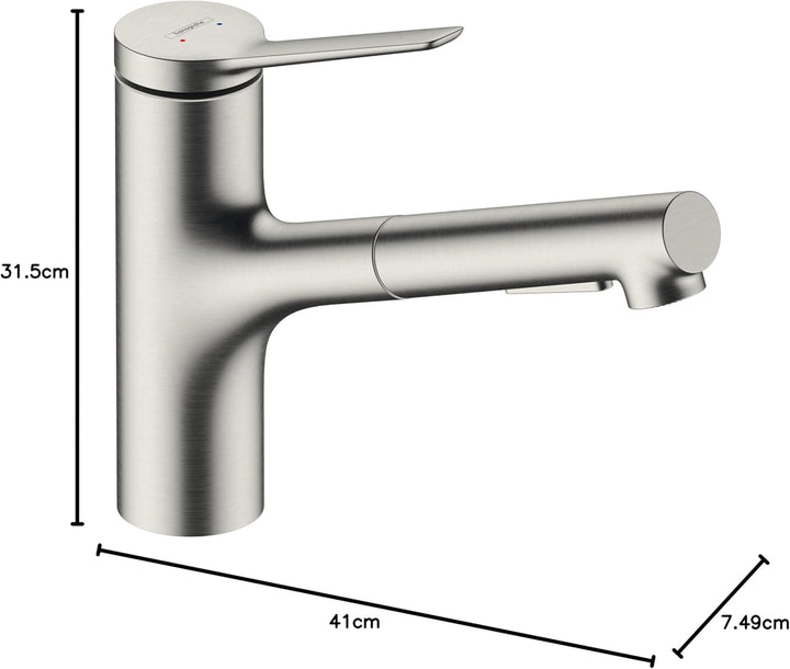 hansgrohe Küchenarmatur Zesis M33, Wasserhahn Küche mit Auslauf Höhe 150 mm, 150° drehbar, ausziehba