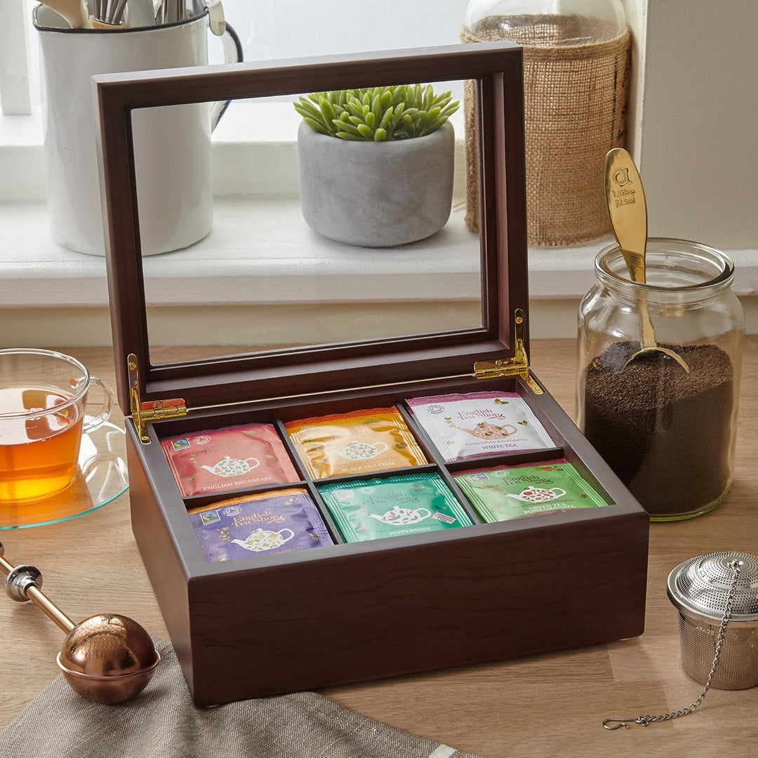 Apace Living Tee Box Luxeriöse Tee Aufbewahrung Box Holz – 6 Fächer für die Aufbewahrung von Teebeut