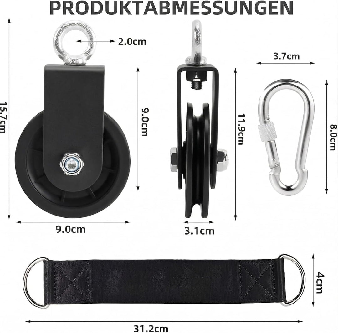 2Set Umlenkrolle für Seile 90mm, 360° Schwenkbar Seilrolle mit Silent-Lager, Schwerlast Riemenscheib