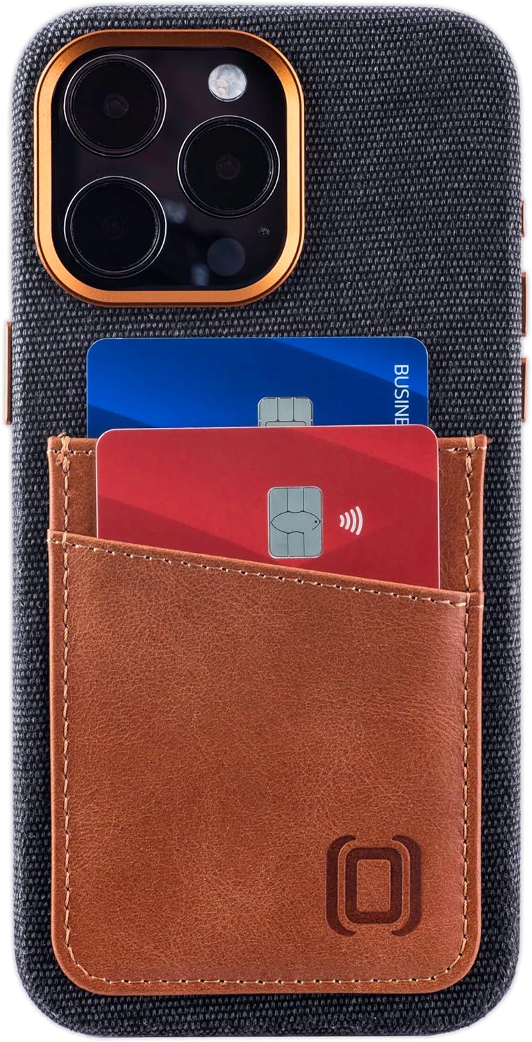 Dockem Stoff Kartenhülle für iPhone 15 Pro Max mit Integrierter Metallplatte zur Magnetischen Befest