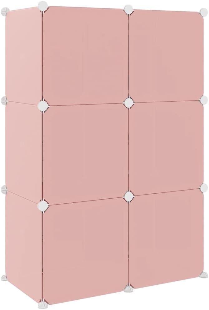 vidaXL Kinderschrank Modular mit 6 Würfeln, Regalsystem mit viel Stauraum, Würfelregal mit Stahlrahm