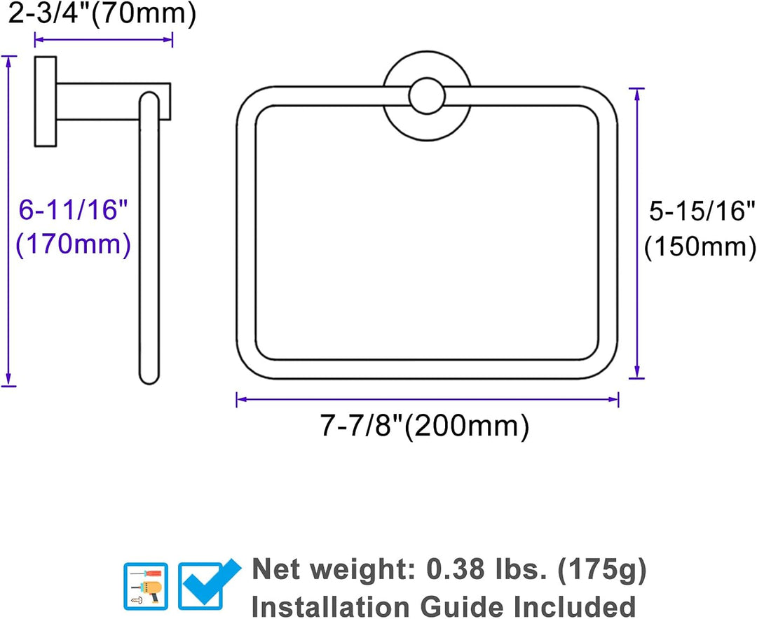 Angle Simple Schwenkbarer Handtuchring, SUS 304 Edelstahl Handtuchhalter Aufhänger für Badezimmer Wa