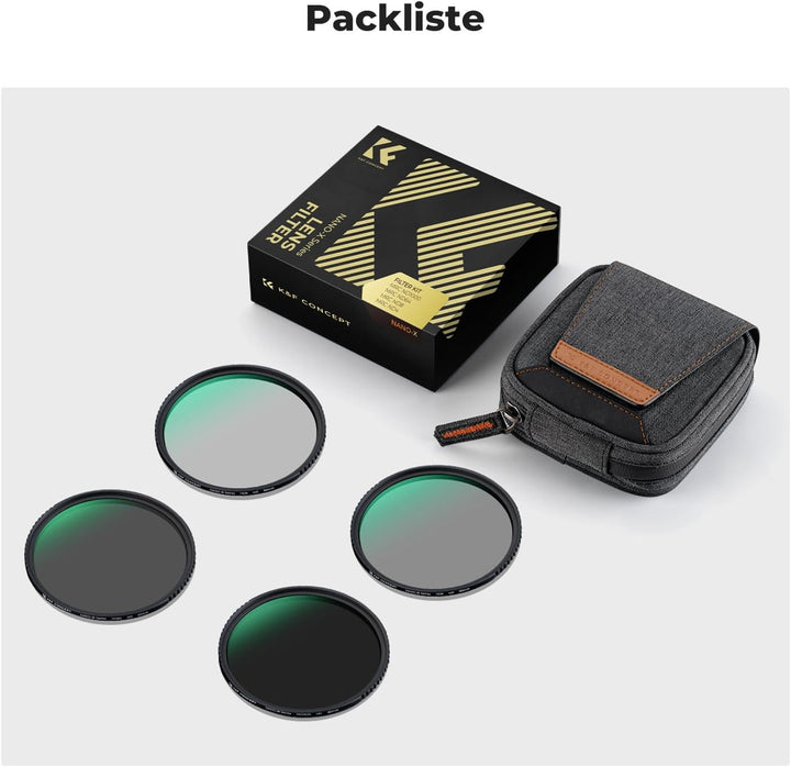 K&amp;F Concept ND Filterset 95mm Neutral Graufilter Set ND4+ND8+ND64+ND1000 ND Filter Kit, 95mm