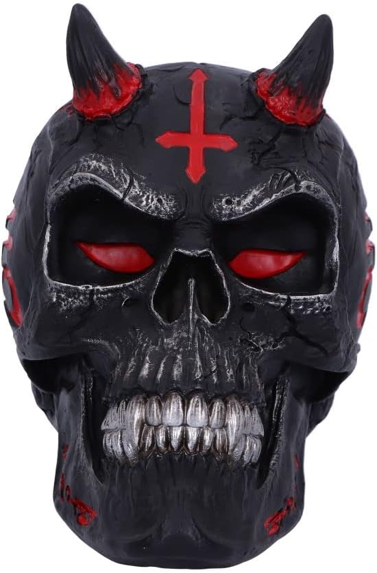 Nemesis Now James Ryman infernaler Totenkopf, Schwarz, 20 cm