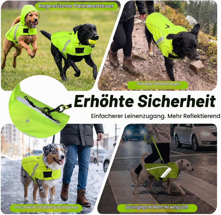 VIVAGLORY Hunderegenmantel für kleine Hunde, leicht an- und ausziehbare Regenbekleidung, reflektiere