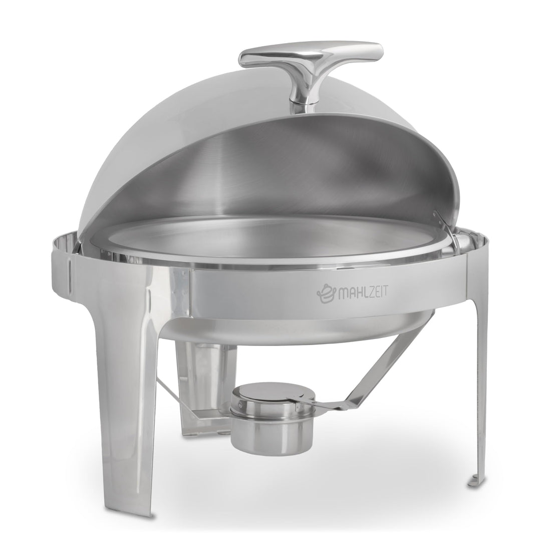 Mahlzeit Edelstahl Chafing Dish mit Rolltop 6 Liter | Speisenwärmer rund, Wärmebehälter, Bain Marie