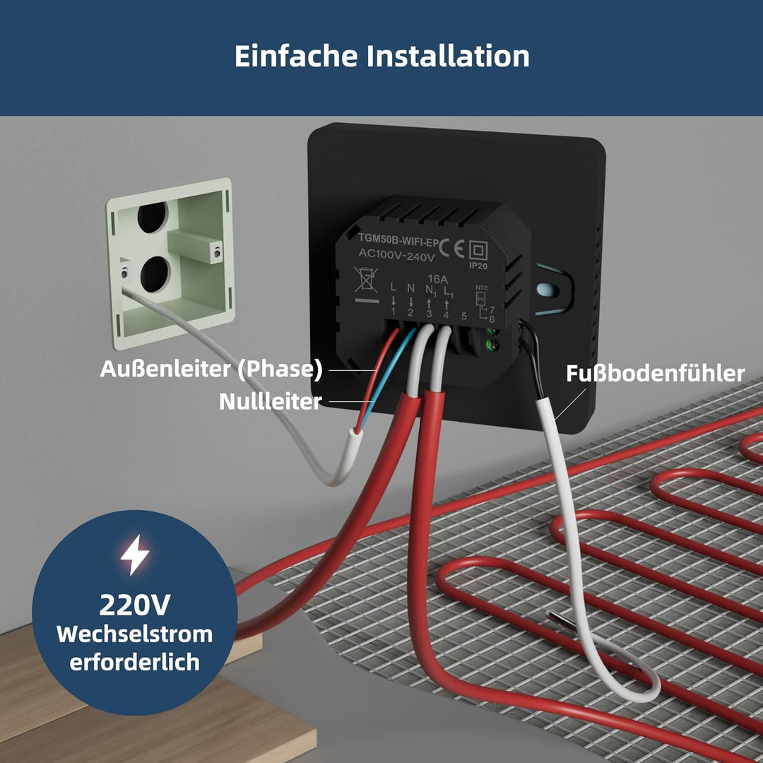 Beok Fussbodenheizung Thermostat Digital Für Elektrische Fussbodenheizung Smart WiFi Raumthermostat