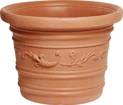 Vase Runde Scalloped Ø 80cm Resin Farbe Terracotta Double Edge