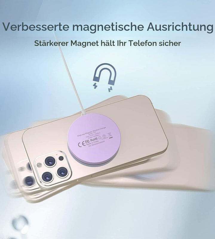 Ladegerät,Wireless Charger mit iPhone ladestation,induktive ladestation,magnetisch Induktionsladeger
