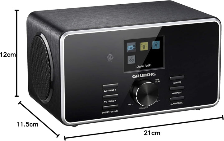 GRUNDIG DTR 4500 DAB+ Digital Radio schwarz Schwarz Stereo 2.0 / Bluetooth & DAB+ Single, Schwarz St