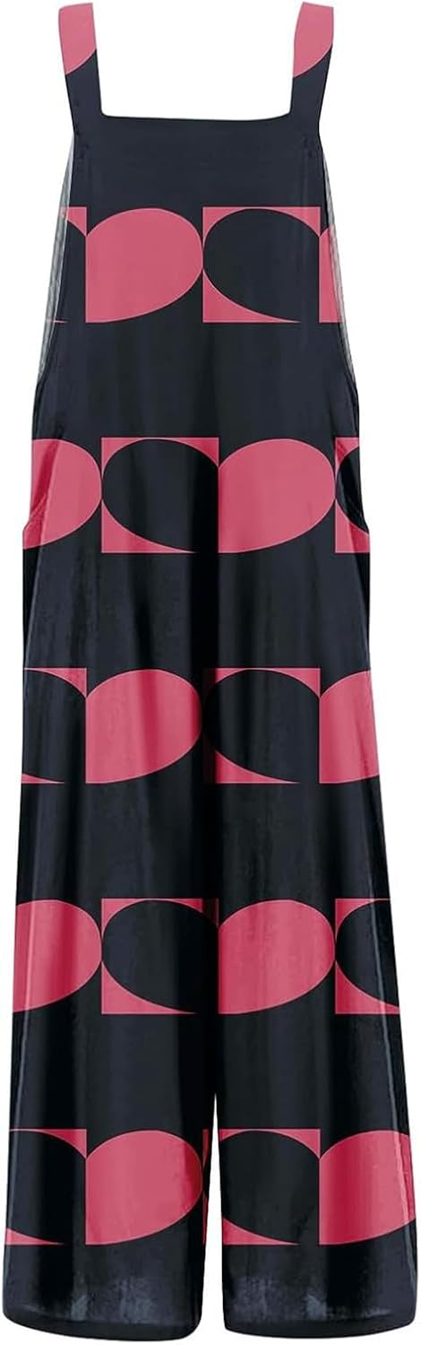 Valentinstag Jumpsuit Für Damen Herz Gedruckt Lässiger Ärmelloser Latzhose Locker Strampler Mit Tasc