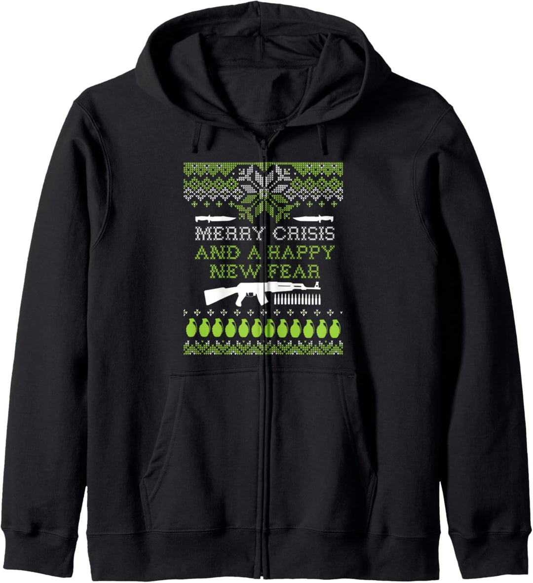 Ugly Christmas Pun "Merry Crisis & A Happy New Fear" lustig Kapuzenjacke