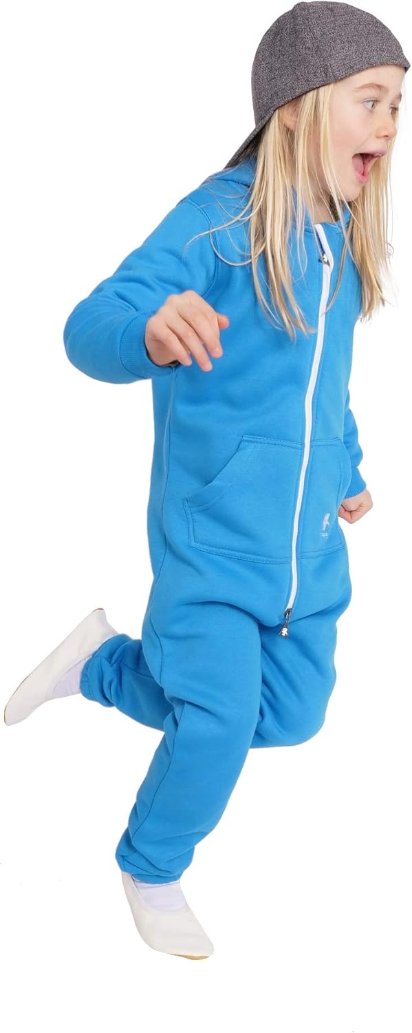O'Poppy Kinder Jumpsuit Teddy einteilig Jungen Mädchen Overall Kids 134-140 Blau, 134-140 Blau