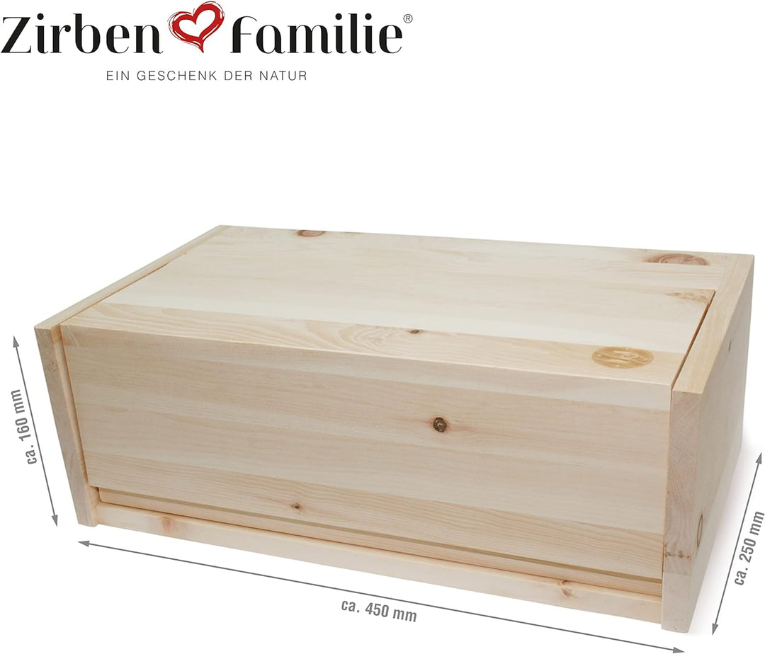Zirben Familie - bekannt aus dem Fachhandel & der Hotellerie • Zirben-Brotkasten • Hygienische Aufbe
