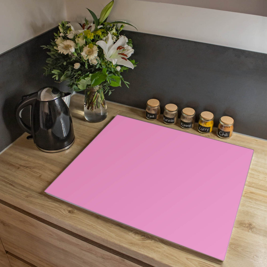 banjado® Herdabdeckplatte Glas 1-teilig 60x52 cm/Schneidebrett Herdabdeckung mit Motiv Rose/Herdabde