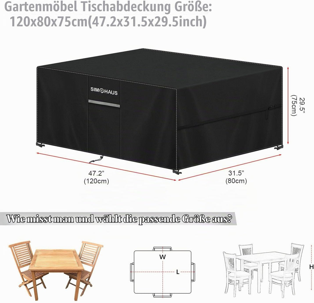 Abdeckplane Gartenmöbel Abdeckung Wasserdicht,Anti UV 420D Oxford Gewebe Gartentisch Abdeckung für G