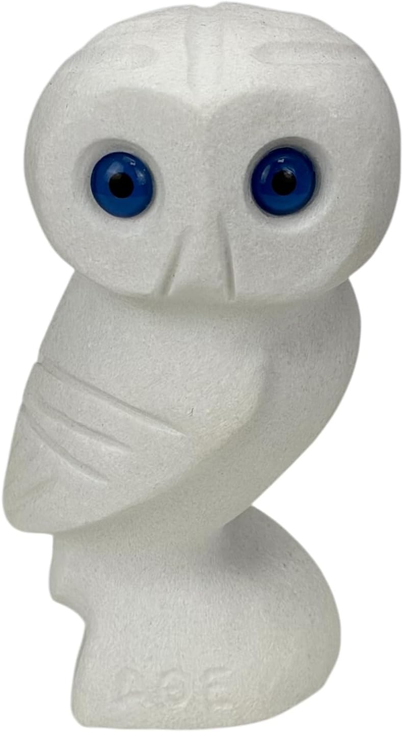 Eulensymbol der Weisheit, echte griechische natürliche geschnitzte Marmor-Statue, Skulptur