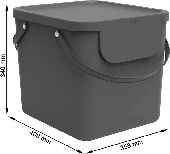 Rotho Albula 3er-Set Mülltrennungssystem 40l für die Küche, Kunststoff (PP) BPA-frei, anthrazit/blau
