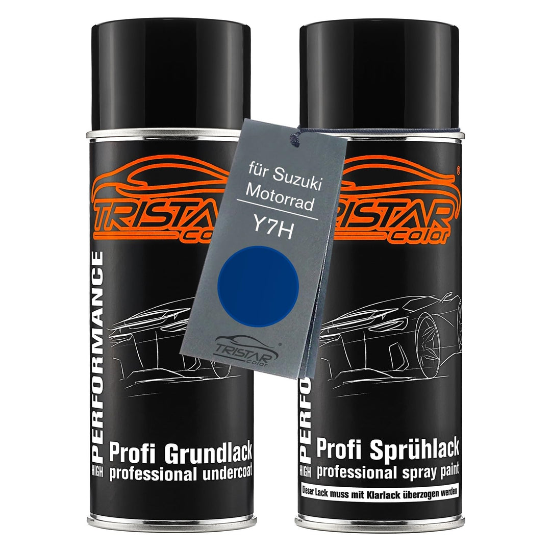 TRISTARcolor Motorradlack Spraydosen Set für Suzuki Motorrad Y7H Blue Perl Grundlack Basislack Sprüh