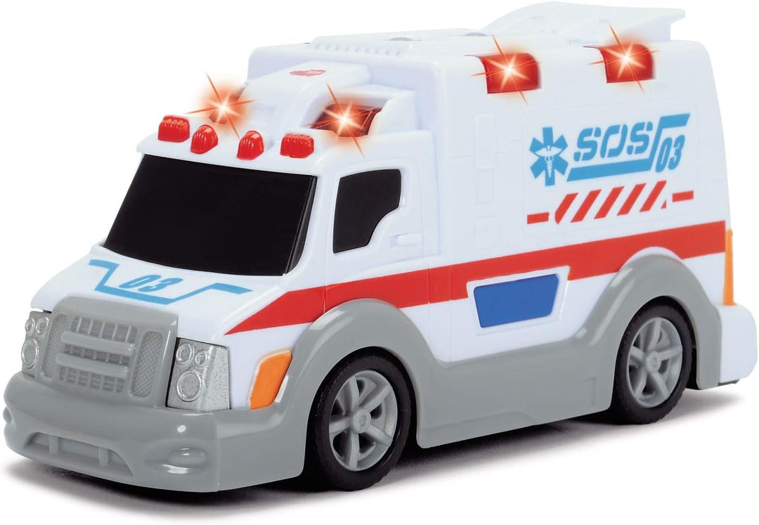 DICKIE 203302004 Toys Krankenwagen, Rettungswagen, Spielzeugauto mit Trage, Heckklappe zum Öffnen, L