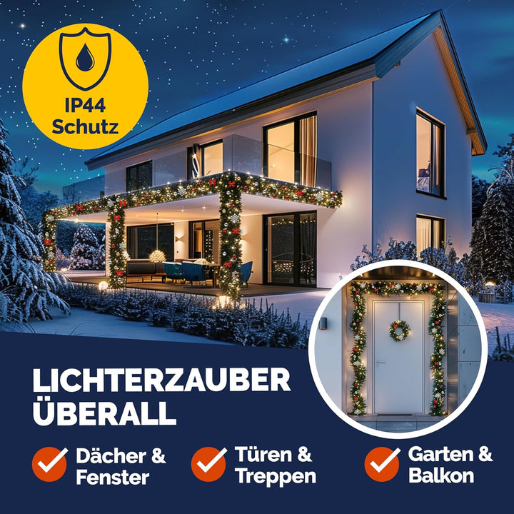 CASARIA® Weihnachtsgirlande Beleuchtet Deko Fernbedienung 2X 5m 80 LED Timer Dimmbar 7 Modi Aussen W