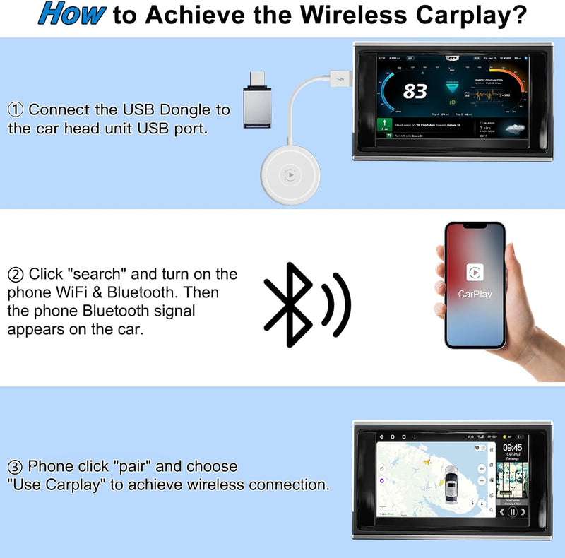 Wireless Carplay Adapter für iPhone, Wireless CarPlay Dongle für Autos mit Factory Car Play, iOS 10+