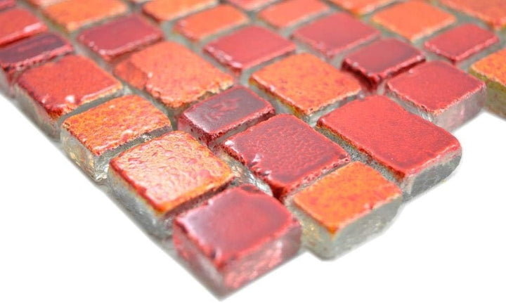 Transparentes Crystal Mosaik Glasmosaik rot Wand Küche Bad Fliesenspiegel|85-0009_f|10 Mosaikmatten