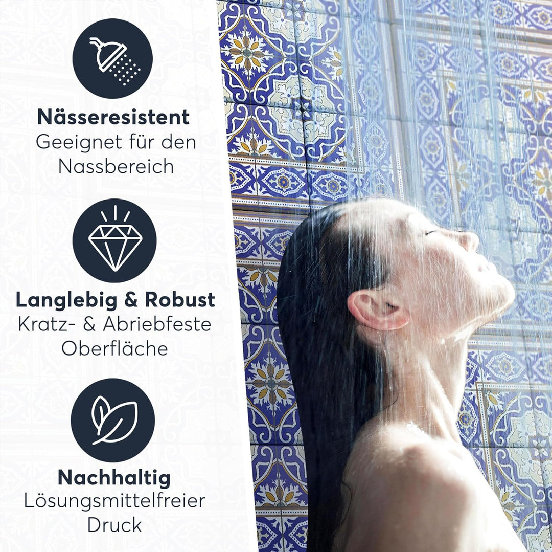 40 Stück Fliesenfolie für Bad und Küche 10x10 cm - Mosaikfliesen, Fliesensticker - Klebefolie Fliese