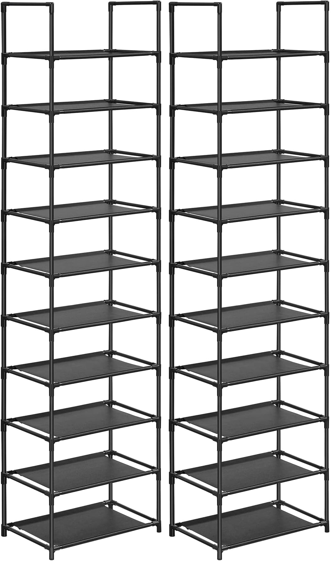 SONGMICS Schuhregal,10 Ebenen, Schuhablage, Schuhaufbewahrung, schmal, 28 x 45 x 173 cm, Metallgeste