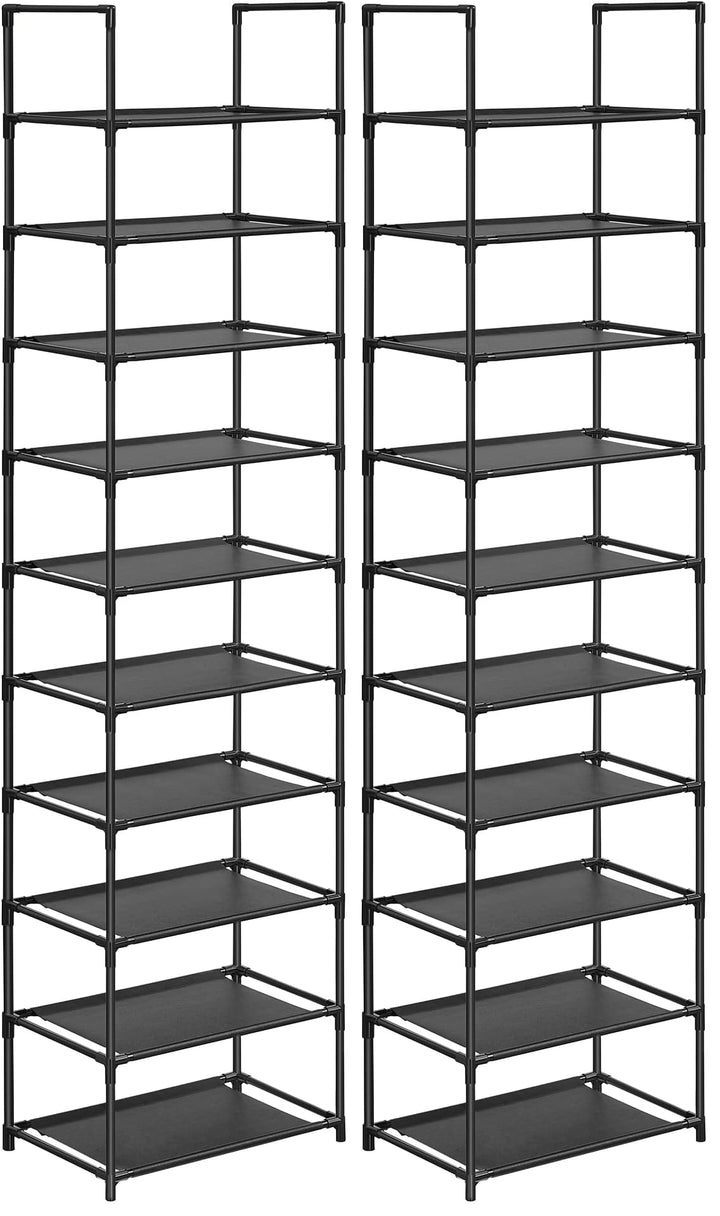 SONGMICS Schuhregal,10 Ebenen, Schuhablage, Schuhaufbewahrung, schmal, 28 x 45 x 173 cm, Metallgeste
