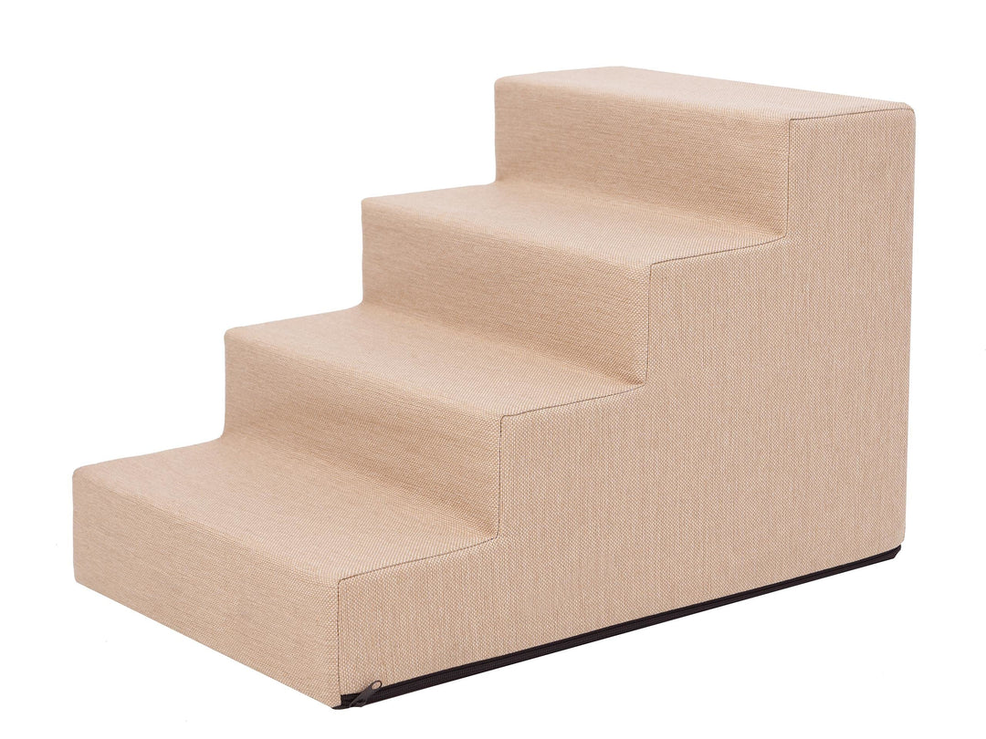 PillowPrim Tiertreppen Einganghilfe Kleinere Hunde Stufen Rampe Katzentreppe 4 Stufen Gross Beige Hö