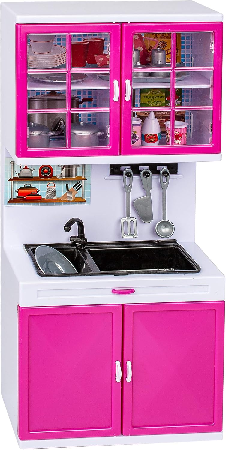 alles-meine.de GmbH Puppenhaus Möbel - Sound & Licht - 31 cm gross - grosser Kühlschrank mit Eiswürf