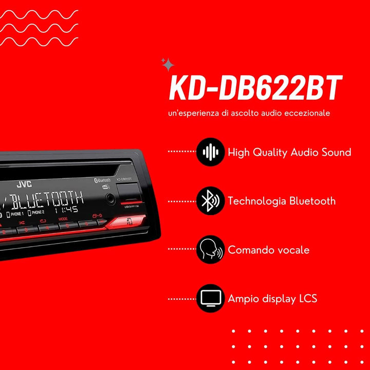 JVC KD-DB622BT CD-Autoradio mit DAB+ und Bluetooth Freisprecheinrichtung (Soundprozessor, USB, AUX-I