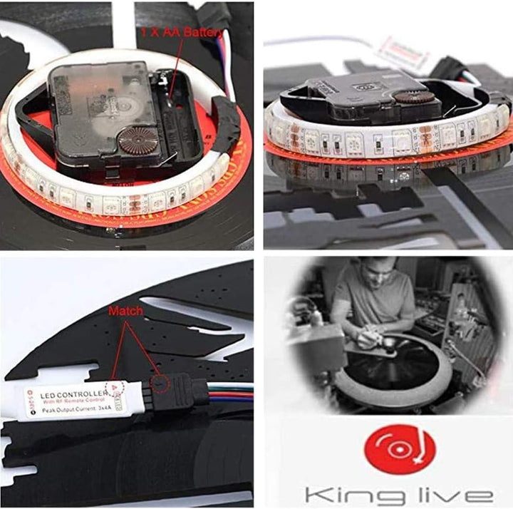 Smotly Vinyl Wanduhr, Kingdom Hearts Charakter 3D Wanddekoration grosse Uhr, LED Bunte Lichter handg