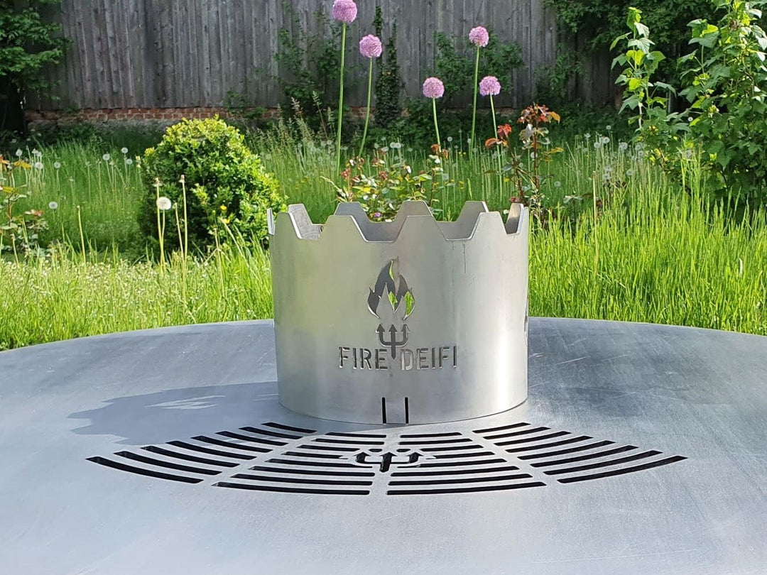 FireDeifi Edelstahl Wokaufsatz | Krone für Grillplatte | Feuerplatte | Plancha mit Lochdurchmesser 2
