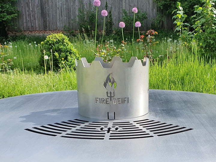 FireDeifi Edelstahl Wokaufsatz | Krone für Grillplatte | Feuerplatte | Plancha mit Lochdurchmesser 2