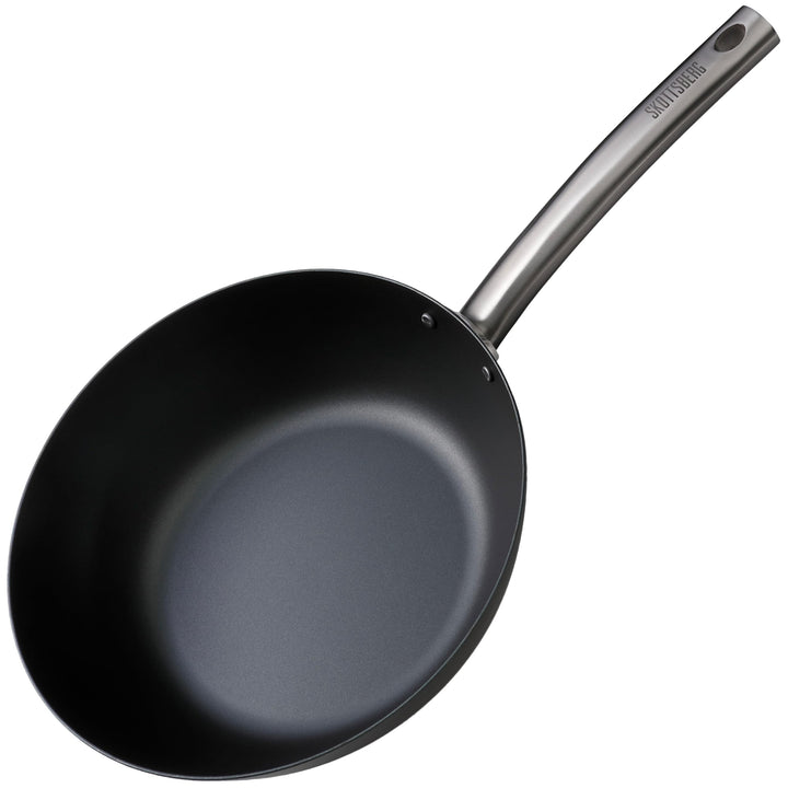 SKOTTSBERG Carbonstahl Wok - Ø 24 cm – vorgebrannt & PFAS‑frei, 2,5 mm Boden, hitze- & Kratzfest - f