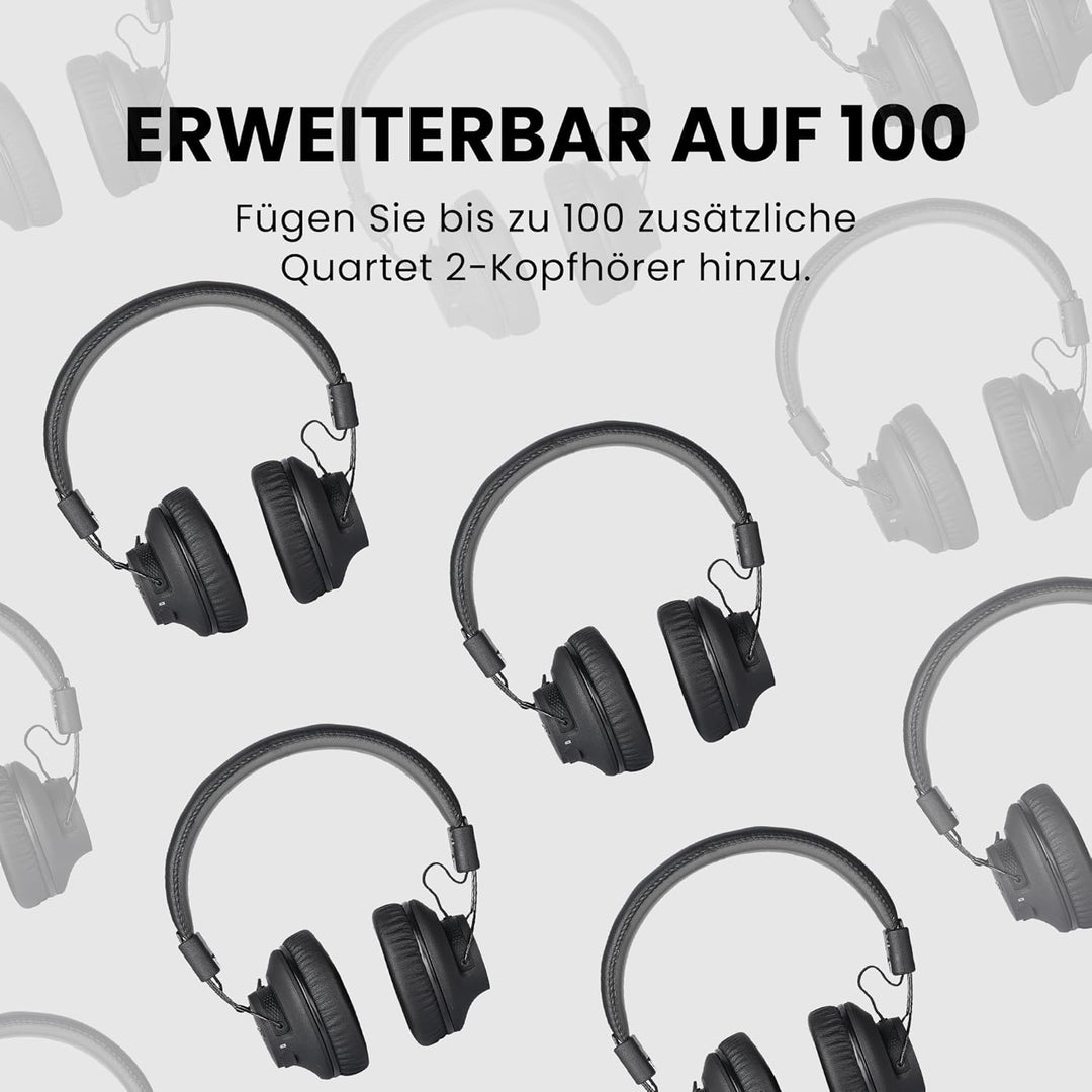 Avantree Quartet 2 – Bluetooth-kompatibles kabelloses Gruppenhörsystem mit Kopfhörern & Sender für P