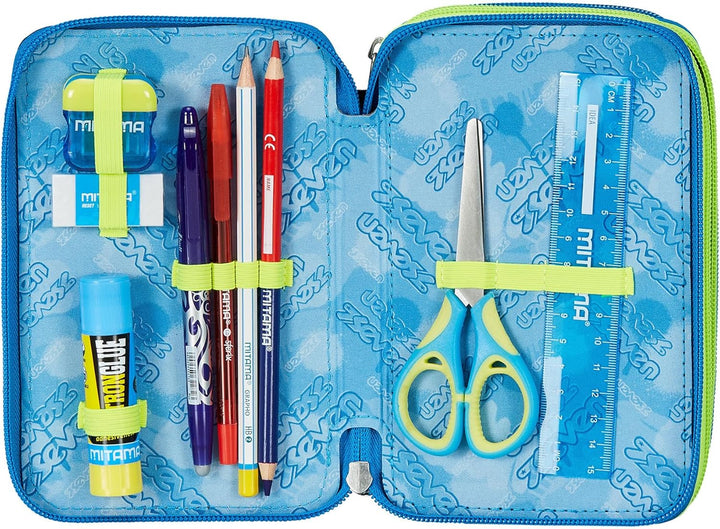 Seven Federmäppchen, Mäppchen, Mehrfarbig, Federtasche für Schreibwaren, Etui komplett mit Bleistift