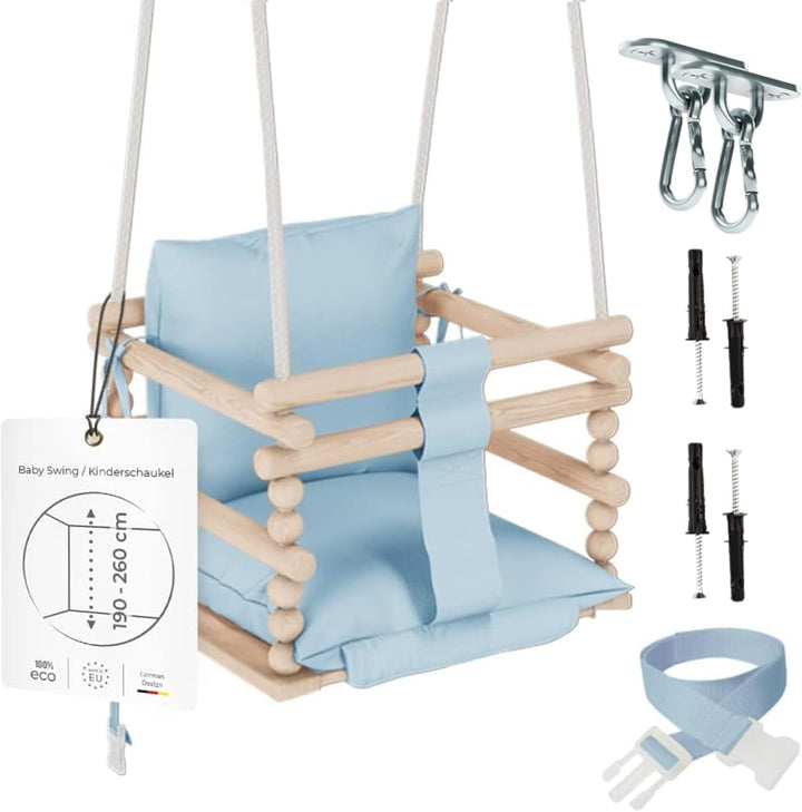 MAMOI® Babyschaukel, Schaukel Indoor und Outdoor, Holzschaukel für Baby und Kinder, Kinderschaukel,