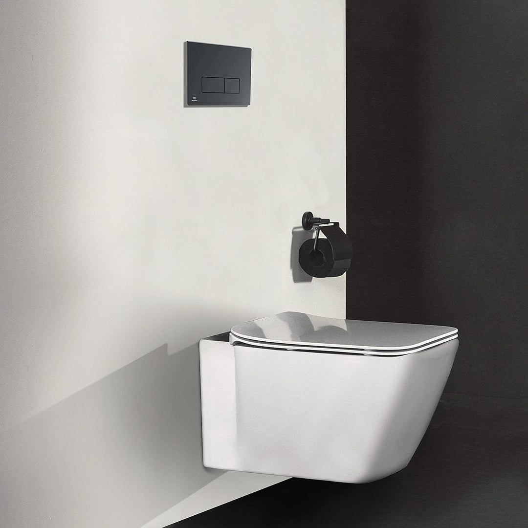 Ideal Standard R0121A6 Oleas Betätigungsplatte Oleas M2 Mechanical Toilet Flush Plate, Black Schwarz