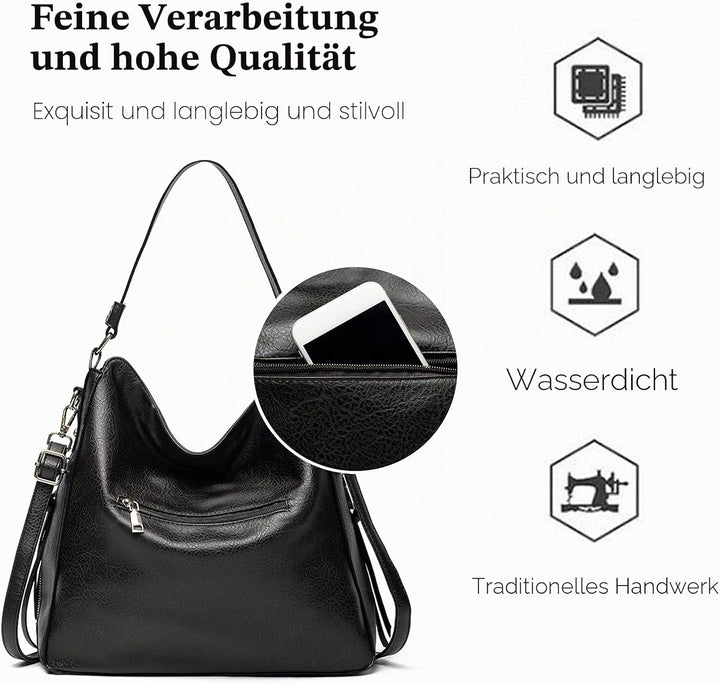 FANDARE Damen Handtasche Frauen Umhängetaschen Schultertasche PU Leder Tote Beutel Schultertasche fü