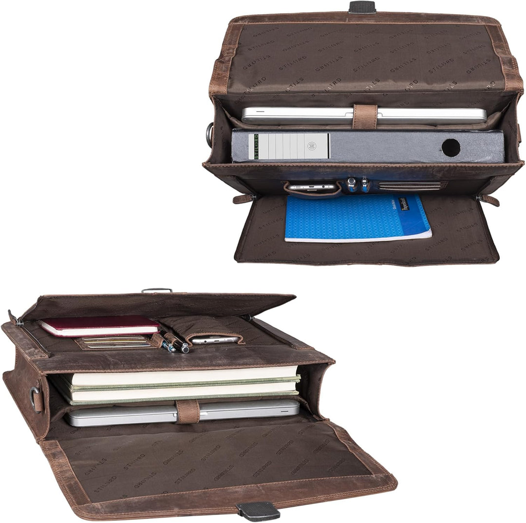STILORD 'Havanna' Leder Businesstasche A4 Gross Klassische Aktentasche Arbeitstasche Abnehmbarer Sch