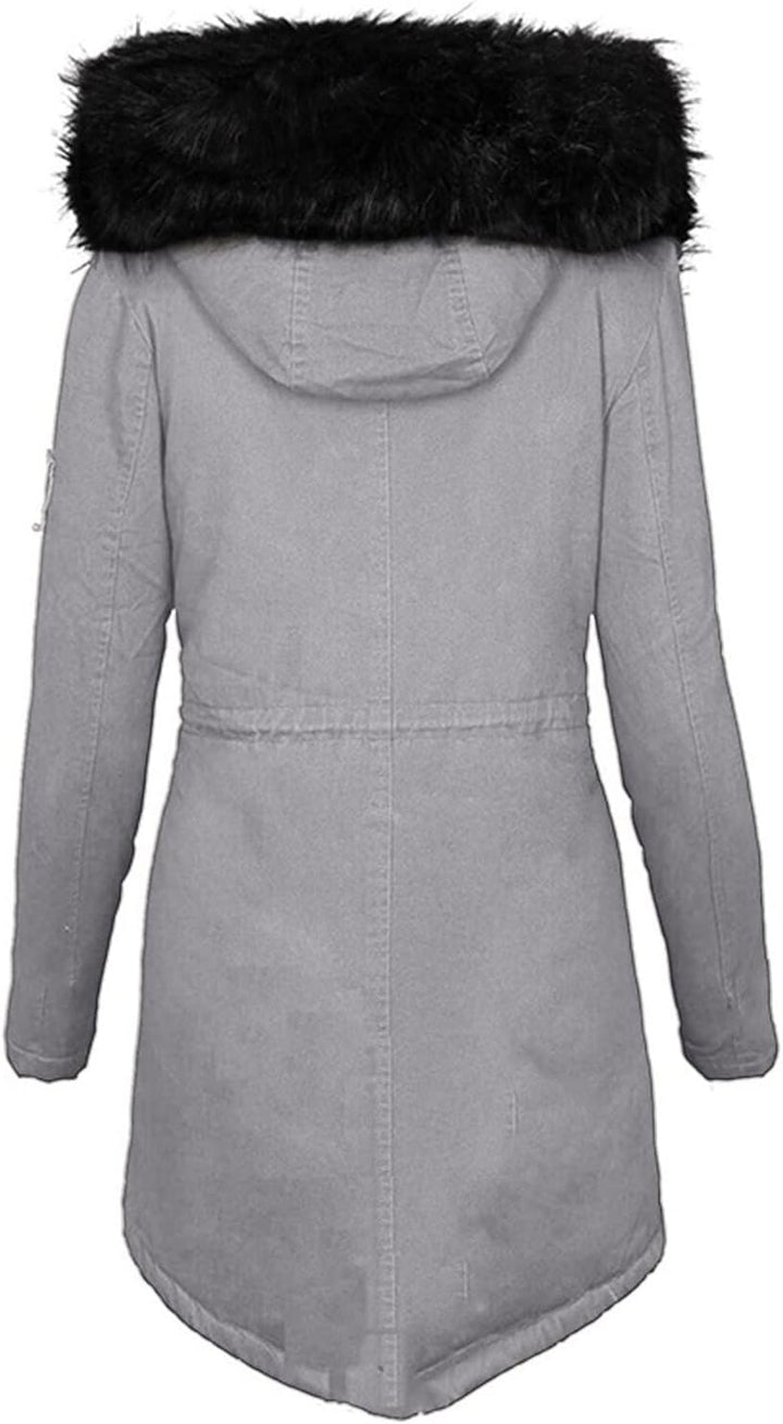 Fannyfuny Steppjacke Damen Winter, Warmer Lang Winterjacke Gefüttert Fleece Daunenjacke Baumwolle El