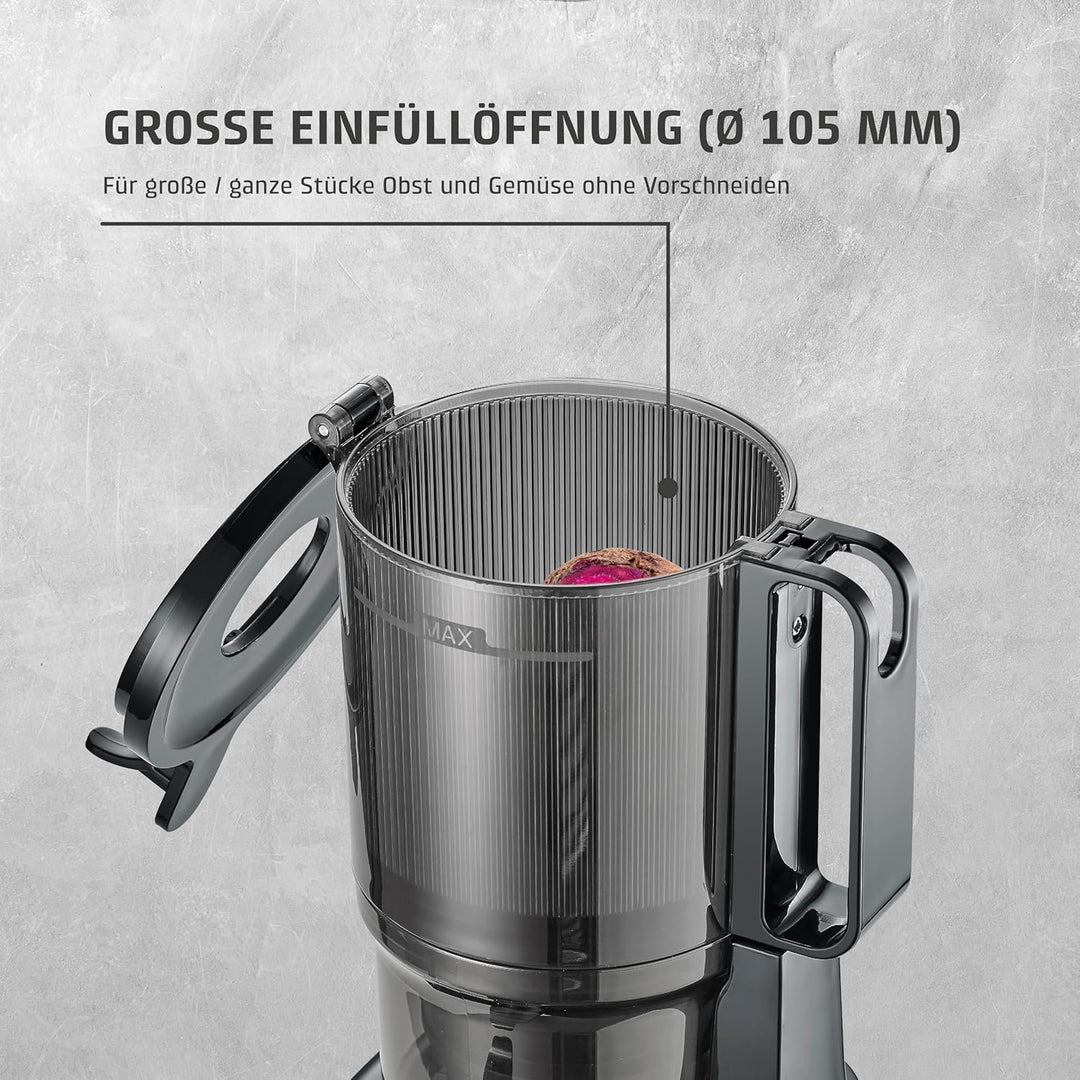 CASO Juice Fit - Slow Juicer, Sanftes und schonendes Entsaften dank niedriger Umdrehungszahl (40 U/m