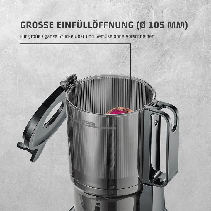 CASO Juice Fit - Slow Juicer, Sanftes und schonendes Entsaften dank niedriger Umdrehungszahl (40 U/m