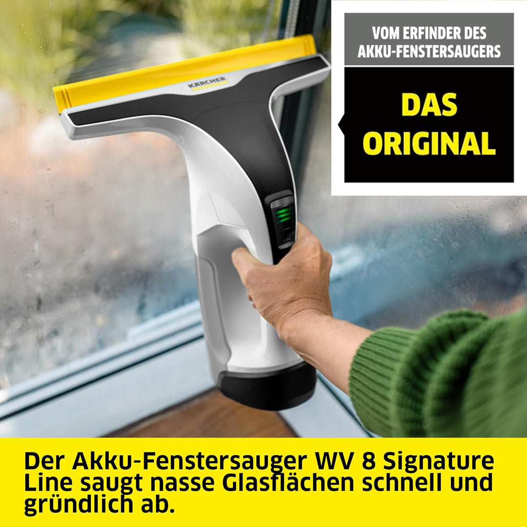 KÄRCHER Akku-Fenstersauger WV 8 Signature Line mit Xtra!Flex® Silikonlippe, Akkulaufzeit: 55 min, Sc