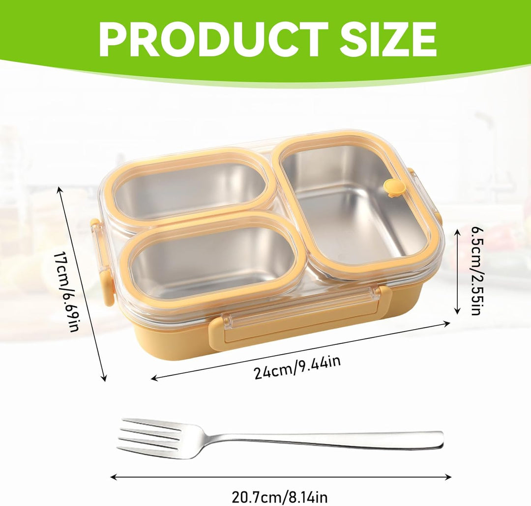 Bento Lunchbox Erwachsene 1000ml Edelstahl Brotdose Edelstahl mit Fächern, Bento Box mit Gabel, Brot